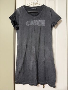 Calvin Klein Charcoal V-Neck Mini Dress